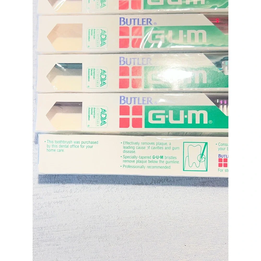 Lot of 7 Vintage Butler GUM Junior Toothbrushes Soft Bristles ADA Made in USA